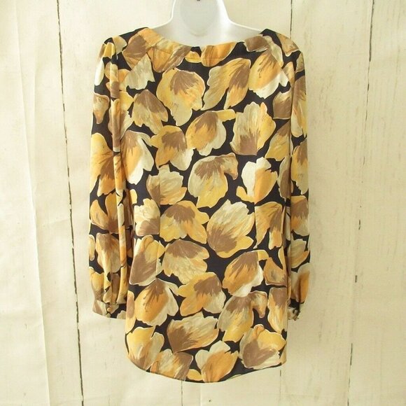 Anthropologie Meadow Rue Top 4 S Navy Blue Floral Long Sleeve Boho Peasant - Picture 3 of 5